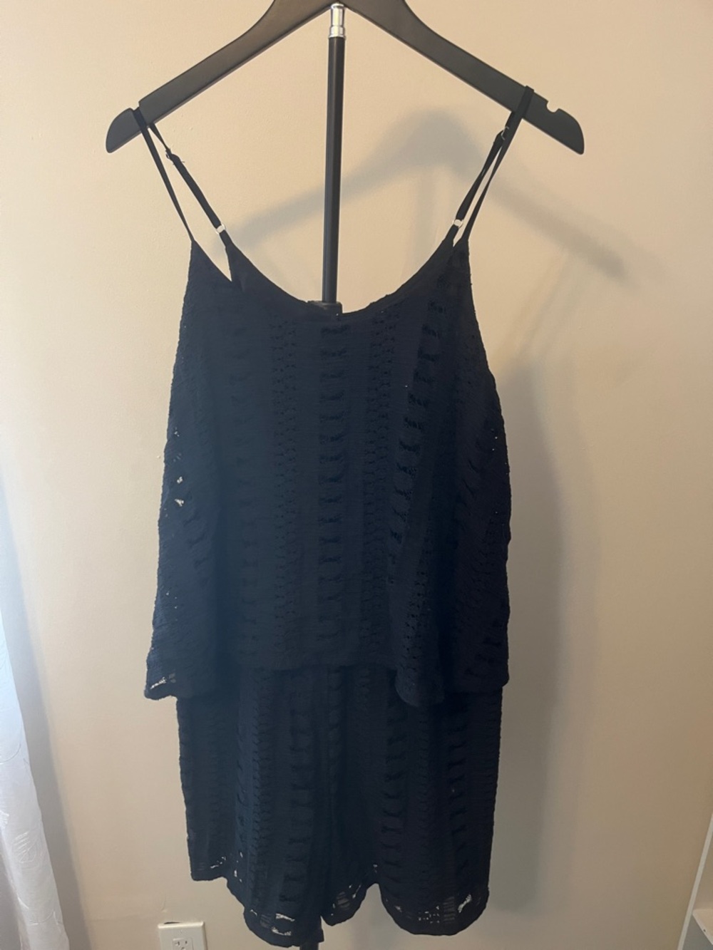Mossimo Supply Co. Black Crochet Tiered Mini Dress